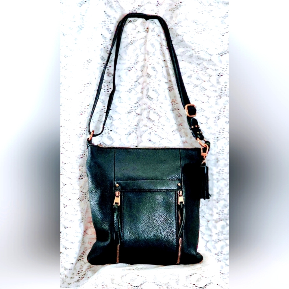 FOSSIL - BLACK LEATHER PURSE SET